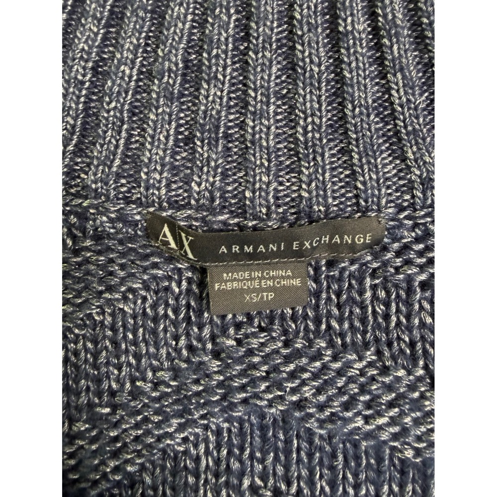 Armani Exchange Blue Marled Knit Short Sleeve Scoop Neck Sweater Dress XS - Picture 2 of 7